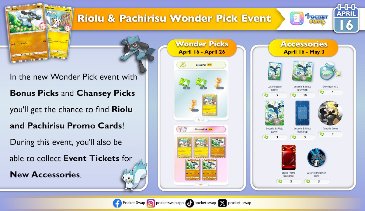 Pokémon TCG Pocket: Riolu and Pachirisu Wonder Pick