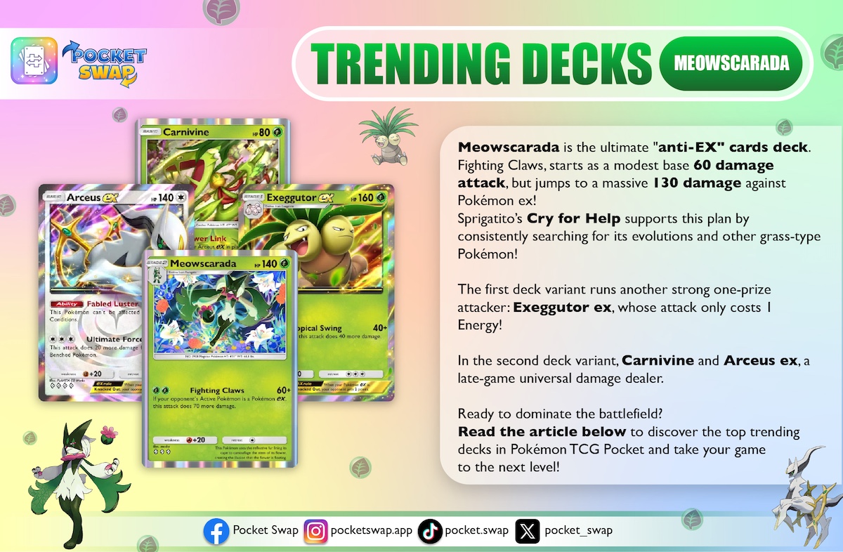 Top Trending Decks in Pokémon TCG Pocket: Meowscarada